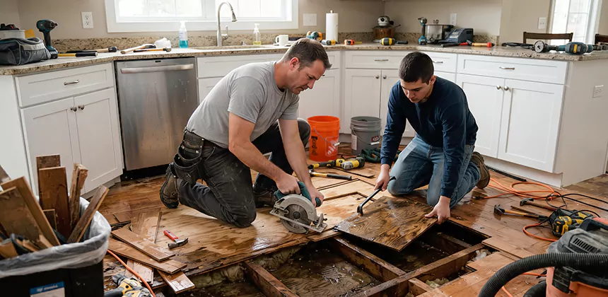 Kitchen Floor Water Damage Repair in American Fork
